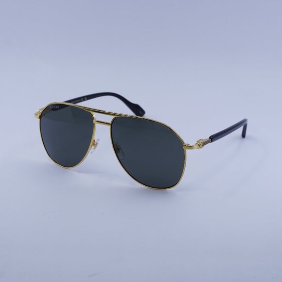 Gucci GG1220S 001 Sunglasses Gold/Black Aviator Frame, Grey Lenses - Picture 1 of 11